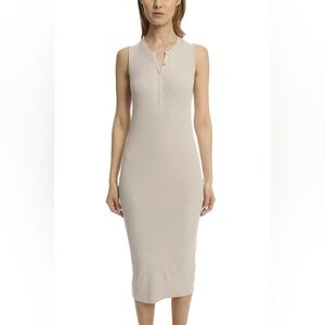 ATM Sleeveless Henley Midi Dress Color Rafia Size Small